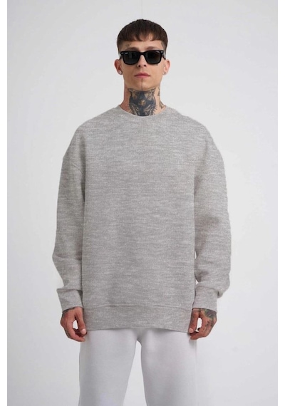 Mbb E-ticaret Erkek Bisikilet Yaka 3 İplik Pamuklu Sweatshirt - Gri