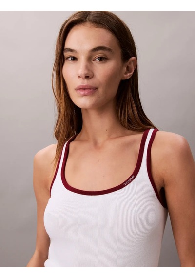 Calvin Klein Ctn Rıb Tank Wıth Beyaz Kadın Atlet