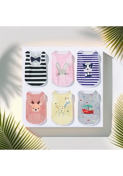 Kedi Ve Köpek İçin Çizgili Renkli Kolsuz Tshirt