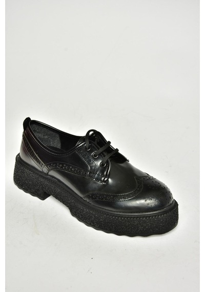 Fox Shoes T996199008 Siyah Rugan Kalın Tabanlı Kadın Ayakkabı Siyah-rugan Siyah