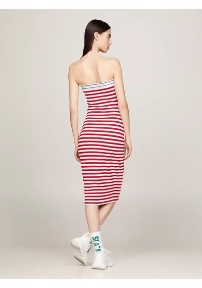 Tjw Logo Tape Strıpe Tube Dress Kırmızı