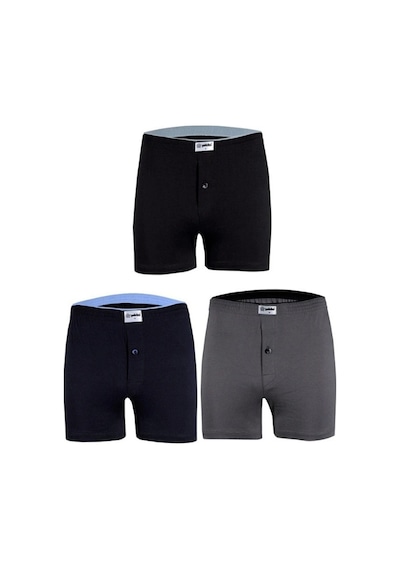 Yıldız 3'lü Paket Erkek Havlu Bel Düz Boxer Çok Renkli Abani Classic