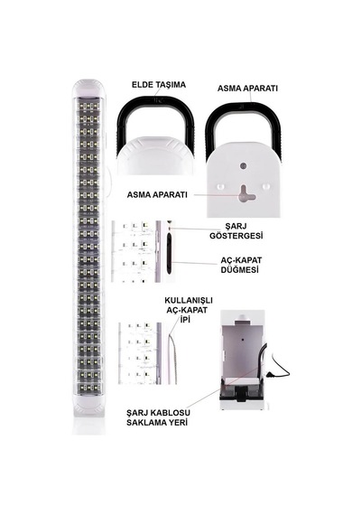Ledpoint Lp-6069 Akülü 69 Led Şarjlı Işıldak Çok Renkli