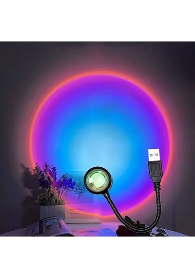 Usb Led Gün Batımı Projektör Lambası Fotoğraf Çekim Işığı Açık Gri