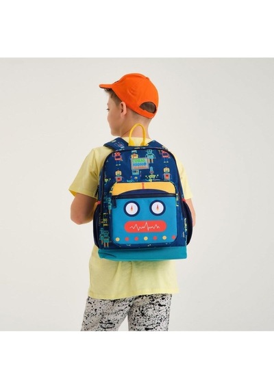 Coral High Kids Lacivert Çivit Robot Desenli 2'li Okul Çanta Seti - Erkek Çocuk
