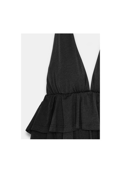 Dilvin 33017 Lyocell Halter Top-siyah-16459