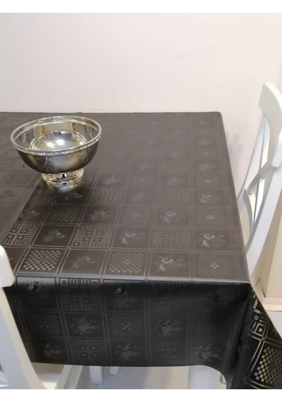 Elyaflı Pvc Muşamba - Desenli Silinebilir Masa Örtüsü 01fnt10255 Siyah