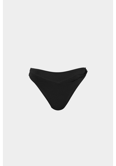 Açelyaokcu Premium Burgu Kenarlı Detaylı Frıgg Fit Kadın Bikini Altı Siyah