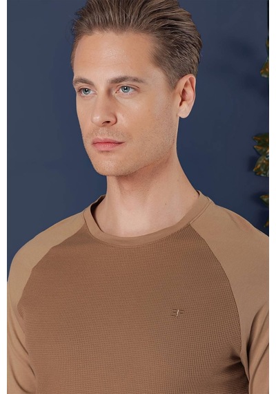 Efor Ts 872 Slim Fit Cappucino Spor T-shirt Kahverengi