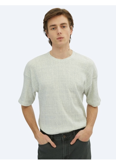 Kip Açık Haki Baskılı Bisiklet Yaka Pamuk Karışımlı T-shirt Çok Renkli Kip Açık Haki Baskılı Bisiklet Yaka Pamuk Karışımlı T-shirt Çok Renkli