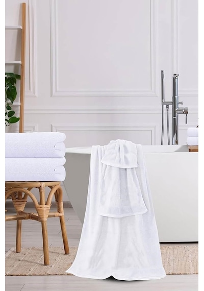 10 Lu Otel Banyo Havlusu %100 Pamuklu 70x150 Cm Beyaz 20/2 Ring 600 Gr Beyaz