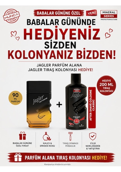 Jagler Extreme Erkek Parfüm Edt 90 Ml Babalar Günü Özel Traş Kolonyası Hediye Aromatik