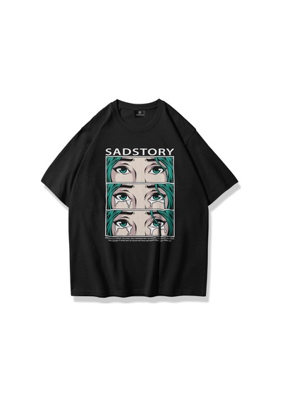 Flood Of Style Unisex Sad Story Tshirt Siyah