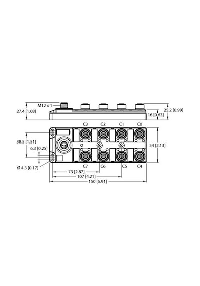 Turck 100000881 Tbıl-m1-16dxp-b Dijital Sinyallerin Io-link Master'a Bağlanması İçin G-ç Göbeği