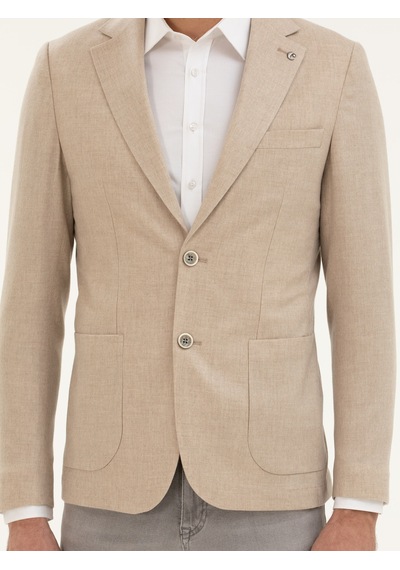 Cacharel Bej Slim Fit Kaşmir Ceket