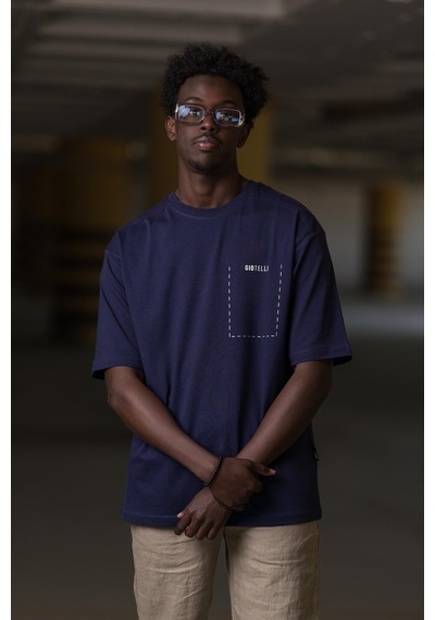Bisiklet Yaka  Arkası Baskılı Oversize Geniş Model T-shirt 001