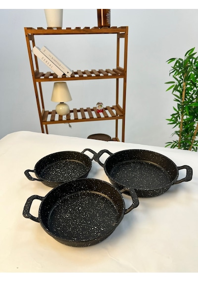 Favora Rachel 3 Lü Döküm Set Granit Yumurta Sahanı Siyah