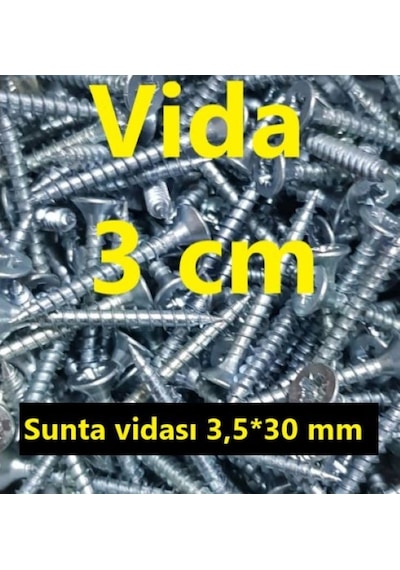 Vida 3 CM (200 Adet) - Ağaç - Ahşap - Sunta Vidası 3.5X30 MM Ar.10 N11.34164