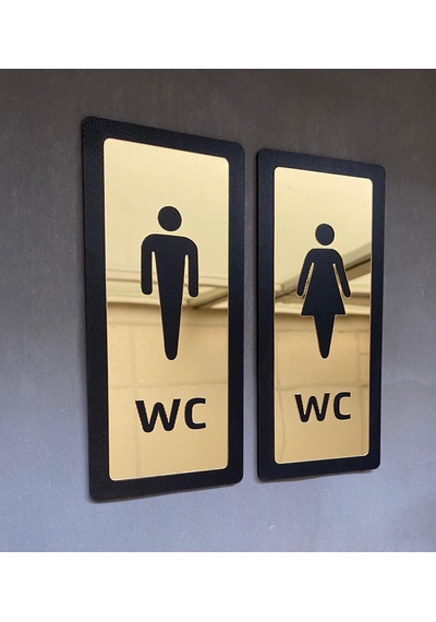 Wc Bay Ve Bayan Set Yönlendirme Levhası Gold Diamond Serisi