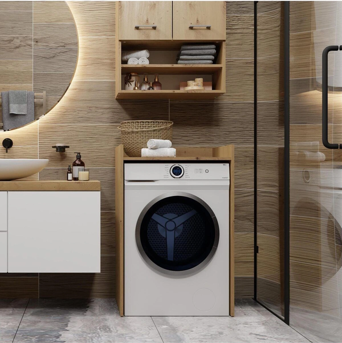 Ulya Banyo Dolabı-çok Amaçlı-çamaşır Makinesi Dolabı-alt Dolap Atlantik Çam