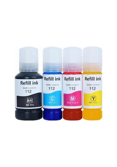 Epson 112 L6460 İle Uyumlu 1 Set 4 Renk Ithal Muadil Pigmentli Mürekkep Seti Siyah 127 Ml - Ren Tek Renk