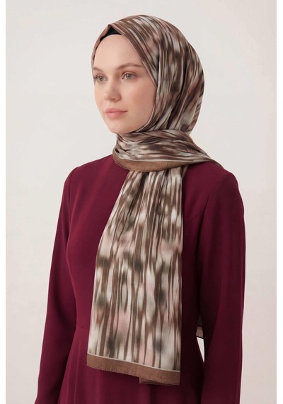 Silk Home Su Yolu Desen Sütlü Kahve 75x195 Soft Şal Çok Renkli