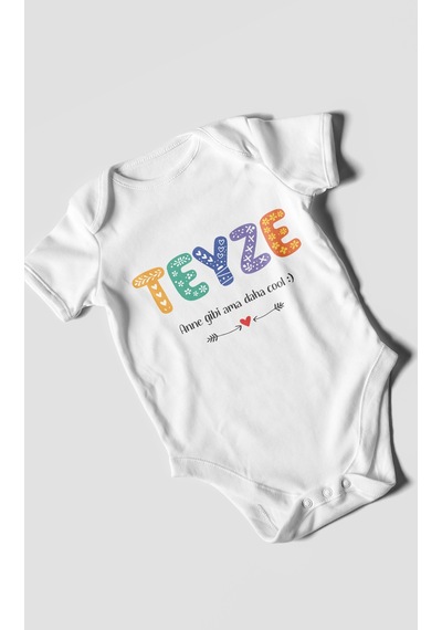 Morivokids Teyze Anne Gibi Ama Daha Cool Kısa Kollu Bebek Body %100 Pamuk Beyaz