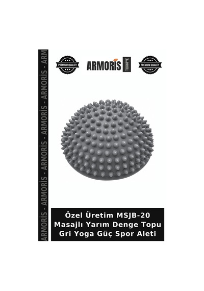 Özel Üretim Msjb-20 Masajlı Yarım Denge Topu Gri Yoga Güç Spor Aleti