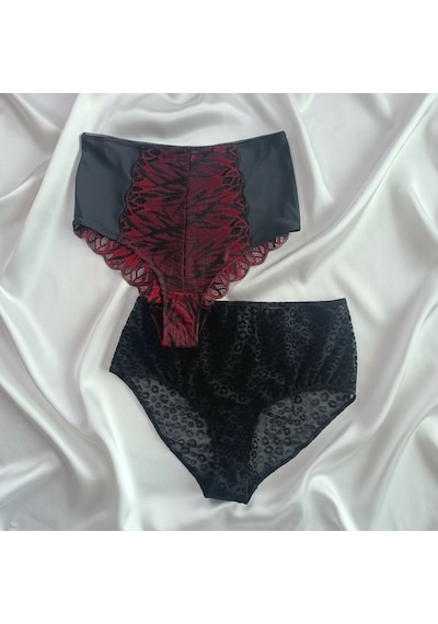 Bonbon Kadın Yüksek Bel 2'li Paket Slip Külot Bb2176 Siyah