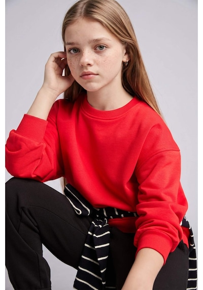 Defacto Okula Dönüş Relax Fıt Bisiklet Yaka Sweatshirt Kız Çocuk E6842a826aurd227 Kırmızı-rd227 Defacto Okula Dönüş Relax Fıt Bisiklet Yaka Sweatshirt Kız Çocuk E6842a826aurd227 Kırmızı-rd227