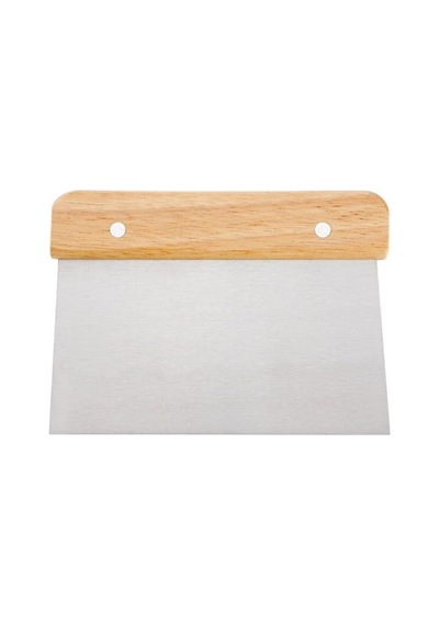 Paslanmaz Çelik Ahşap Saplı Hamur Pasta Börek Kek Şekillendirici Kesici Kazıyıcı Spatula, 14x10 Cm 0