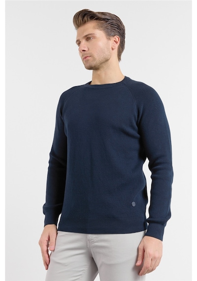 İmza Lacivert Bisiklet Yaka Uzun Kol Cepsiz Standart Fit Kazak Pamuk Triko 1012260150 2XL