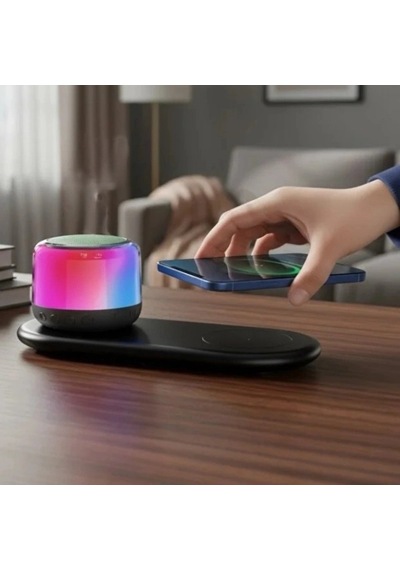 Kablosuz Şarj Standlı Bluetooth Hoparlör Renkli