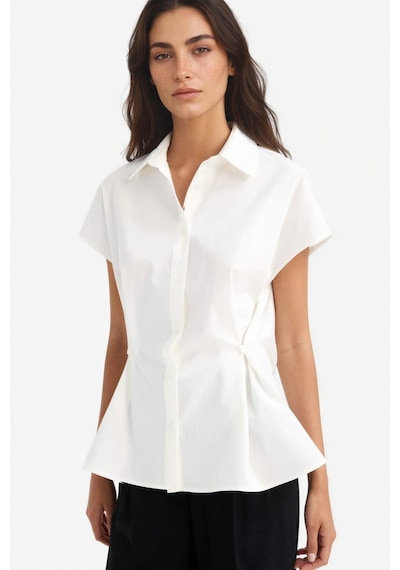 Defacto Fitted Poplin Kısa Kollu Gömlek F7313ax25auer85 Ekru