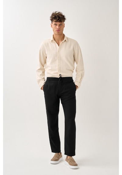 Alexandergardi Smart Casual Dokulu Pantolon Siyah