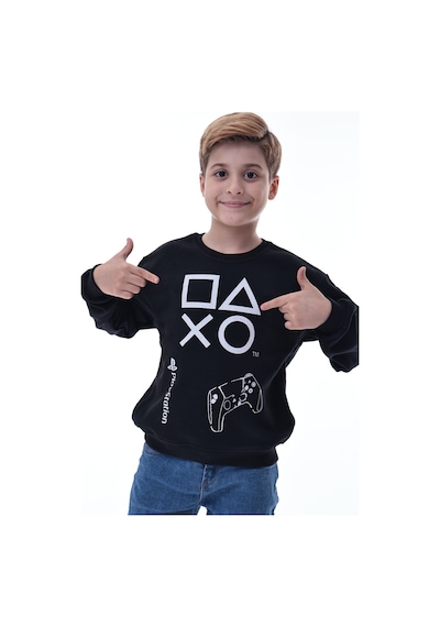 Playstation Baskılı Çocuk Sweatshirt Siyah Gamer Oyun Sever Sweat Siyah
