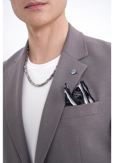 Comfort Fit Çift Yırtmaç Torba Cep Metal Düğmeli Vizon Blazer Ceket C 734