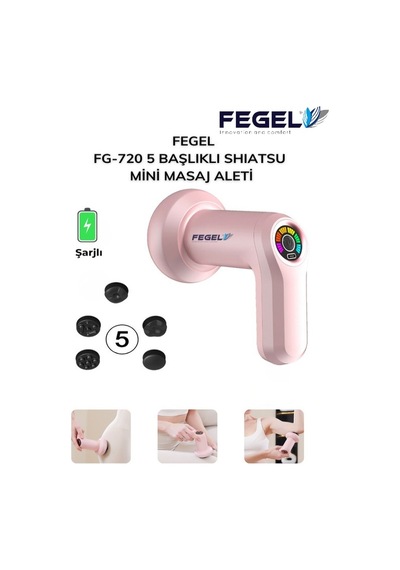 FG-720 6 Kademeli Profesyonel Masaj Tabancası - Pembe