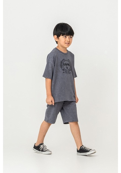 U.S. Polo Assn. Erkek Çocuk Bermuda 2'li Takım Füme-2531