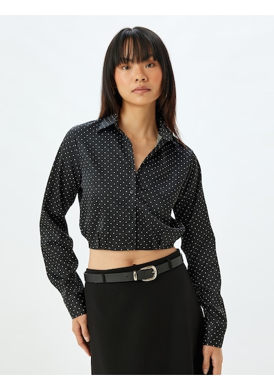 Koton Crop Gömlek Uzun Kollu Puantiyeli Düğmeli Klasik Yaka Slim Fit Beli Lastikli Siyah Desenli 5wal60024ıw Siyah Desenli Koton Crop Gömlek Uzun Kollu Puantiyeli Düğmeli Klasik Yaka Slim Fit Beli Lastikli Siyah Desenli 5wal60024ıw Siyah Desenli