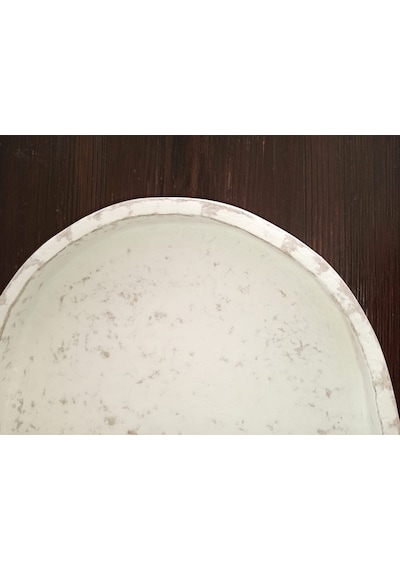 Orion Serisi El Yapımı Kırılmaz Oval Sunum Tepsisi 23x30 Cm - Eskitme Beyaz
