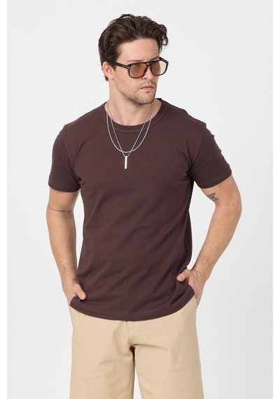 Tonny Black Normal Kalıp Rahat Basic T-shirt Erkek Acı Kahve Tbtshrt010 Acı Kahverengi