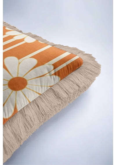 Retro Papatya Desenli Saçaklı Yastık Kılıfı-çiçek Temalı Boho Turuncu Vizon Püsküllü Kırlent Kılıfı Serin Yörünge Nova Retro Papatya Desenli Saçaklı Yastık Kılıfı-çiçek Temalı Boho Turuncu Vizon Püsküllü Kırlent Kılıfı Serin Yörünge Nova