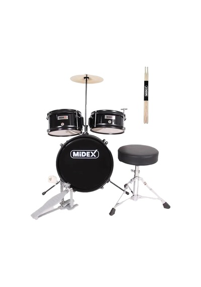 Midex Cd300x-bk Akustik Çocuk Baterisi Davulu Seti 5-14 Yaş İçin Full Set