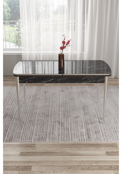 Canisa Nira Serisi 70x114 Mdf Açılabilir Krom Detay Mutfak Masası Siyah Mermer Desen Masa Ayaklar Krom Canisa Nira Serisi 70x114 Mdf Açılabilir Krom Detay Mutfak Masası Siyah Mermer Desen Masa Ayaklar Krom