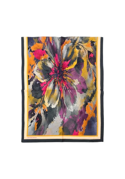 Benetton Desenli Fiore Şal - 1043 - Antrasit