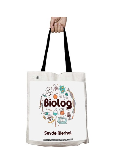 Art Hediye Siyah Kulplu Kişiye Özel Biolog Tp Yıkanabilir Okul Omuz Çanta Çok Renkli