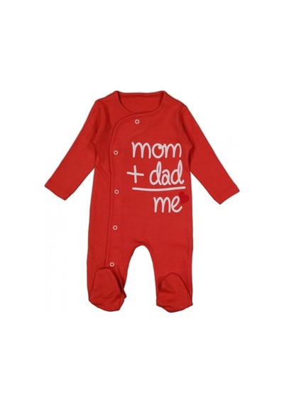 Dear_Enika Kız Bebek Pembe Önden Çıtçıtlı Tulum Mom Dad Me Desenli Tulum