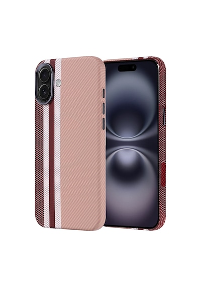 Apple Uyumlu iPhone 16 Plus Kılıf Ultra İnce Magsafe Karbon Fiber Görünümlü İnce Hafif Cherena Gri-Siyah