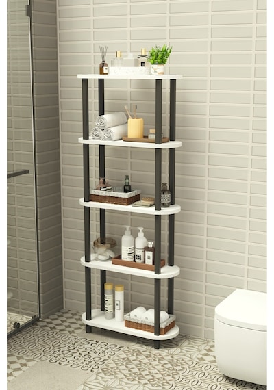 Soft 5 Katlı Banyo Düzenleyici Çok Raflı Banyo Organizeri Çok Amaçlı Banyo Düzenleyici - Beyaz Beyaz
